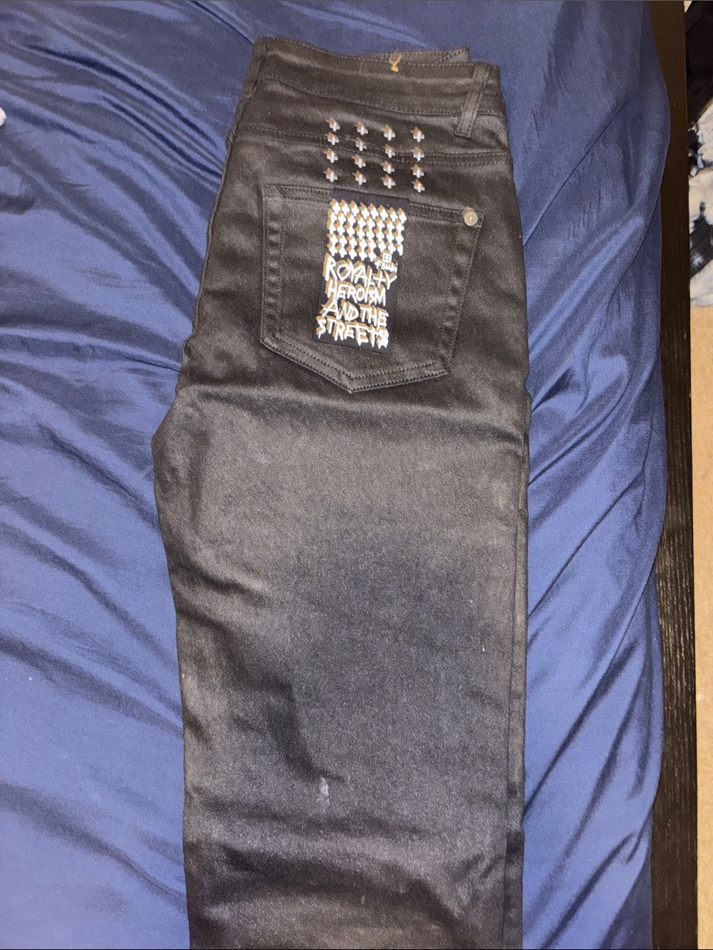 Ksubi Black Skinny Jeans with Silver Stud Back Pocket